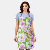  Paarse Floral Print Schort (Gedragen)