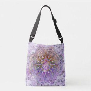 Paarse Floral Prism Treble Clef Bokeh Bling Crossbody Tas