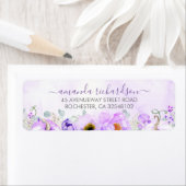 Paarse Floral Pumpkins Elegant Herfst Party Etiket (Insitu)