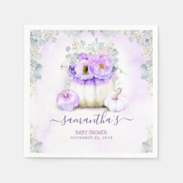 Paarse Floral Pumpkins Herfst Baby shower Servet