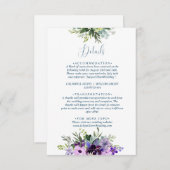 Paarse Floral QR code bruiloft Informatiekaartje (Voorkant / Achterkant)