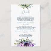 Paarse Floral QR code bruiloft Informatiekaartje (Voorkant)