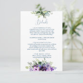 Paarse Floral QR code bruiloft Informatiekaartje (Staand voorkant)