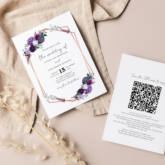 Paarse Floral QR Code Script Weddenschap