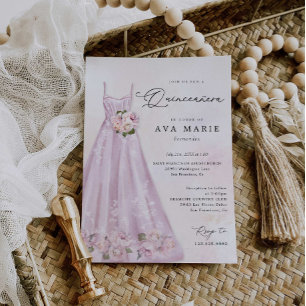 Paarse Floral Quinceañera Birthday Foto Kaart