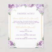 Paarse Floral Quinceañera Budgetvriendelijk Menu (Achterkant)