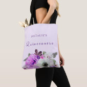 Paarse Floral Quinceanera Canvas tas (Dichtbij)