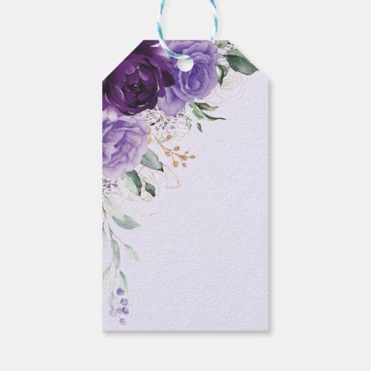 Paarse Floral Quinceanera Dress Princess Crown Cadeaulabel (Achterkant)