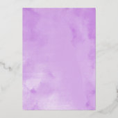 Paarse Floral Quinceanera Folie Uitnodiging (Achterkant)