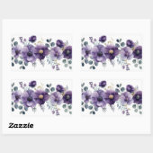 Paarse Floral Rechthoekige Sticker (Vel)