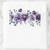 Paarse Floral Rechthoekige Sticker (Tas)