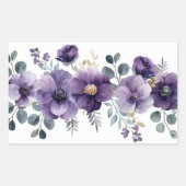 Paarse Floral Rechthoekige Sticker (Voorkant)