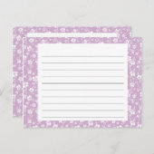Paarse Floral Recipe Card Briefkaart (Voorkant / Achterkant)