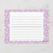Paarse Floral Recipe Card Briefkaart (Achterkant)