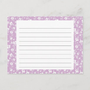 Paarse Floral Recipe Card Briefkaart