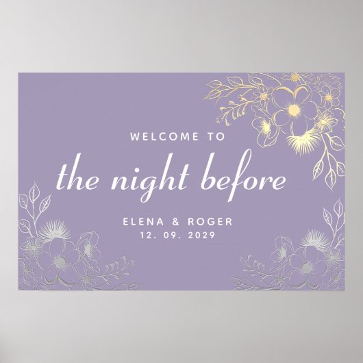 Paarse Floral Rehearings Dinner Poster (Voorkant)