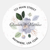 Paarse Floral Return Address Envelope Seal Ronde Sticker (Voorkant)