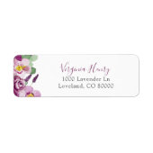 Paarse Floral Return Address Label (Voorkant)