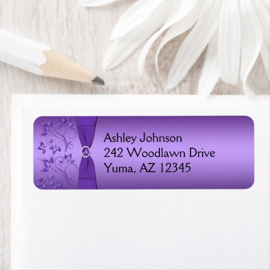 Paarse Floral Return Address Label (Insitu)
