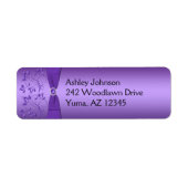 Paarse Floral Return Address Label (Voorkant)