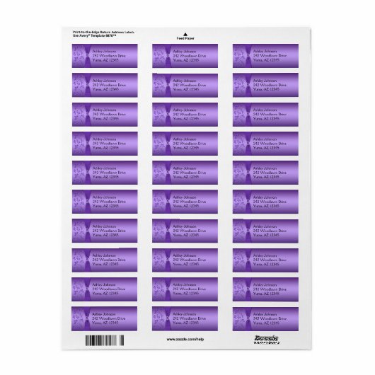 Paarse Floral Return Address Label (Full Sheet)