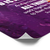 Paarse Floral ROMANS 8:28 Christelijk Poster (Hoek)