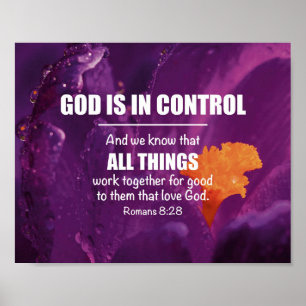 Paarse Floral ROMANS 8:28 Christelijk Poster