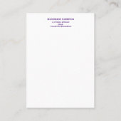 Paarse Floral-Romantische oorbellen Visitekaartje (Achterkant)