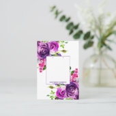 Paarse Floral-Romantische oorbellen Visitekaartje (Staand voorkant)