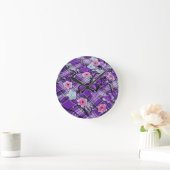 Paarse Floral Ronde Klok (Huis)