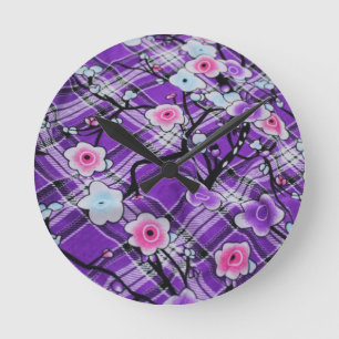 Paarse Floral Ronde Klok