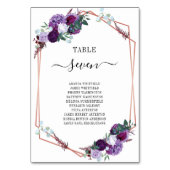 Paarse Floral Roos Gold Lijst Wedding Seding Card Kaart (Achterkant)