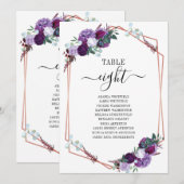 Paarse Floral Roos Gold Lijst Wedding Seding Card Kaart (Voorkant / Achterkant)
