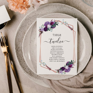 Paarse Floral Roos Gold Lijst Wedding Seding Card Kaart