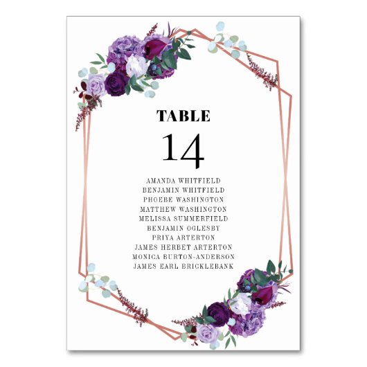 Paarse Floral Roos Gold Wedding Seding Card Kaart (Achterkant)