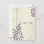 Paarse Floral RSVP-bruiloft RSVP Kaartje (Achterkant)