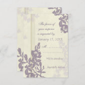 Paarse Floral RSVP-bruiloft RSVP Kaartje (Voorkant / Achterkant)