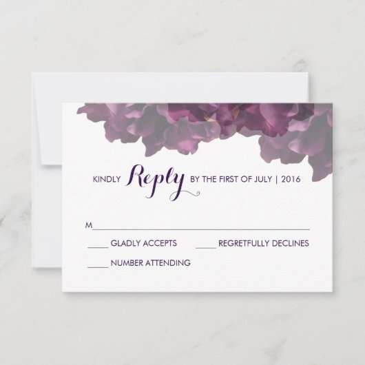 Paarse Floral RSVP-kaart RSVP Kaartje (Voorkant)