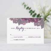 Paarse Floral RSVP-kaart RSVP Kaartje (Staand voorkant)
