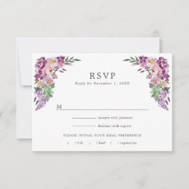 Paarse Floral RSVP Kaartje