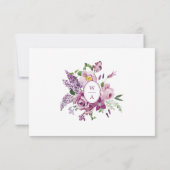 Paarse Floral RSVP Kaartje (Achterkant)