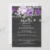 Paarse Floral Rustic Bridal Shower Kaart (Voorkant)