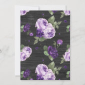 Paarse Floral Rustic Bridal Shower Kaart (Achterkant)