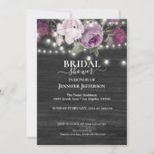 Paarse Floral Rustic Bridal Shower Kaart (Voorkant)