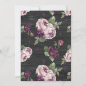 Paarse Floral Rustic Bridal Shower Kaart (Achterkant)