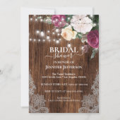 Paarse Floral Rustic Bridal Shower Kaart (Voorkant)