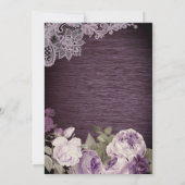 Paarse Floral Rustic Quinceanera Uitnodiging (Achterkant)