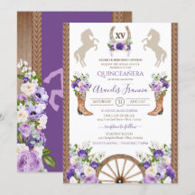 Paarse Floral Rustic Western Charro Quinceanera