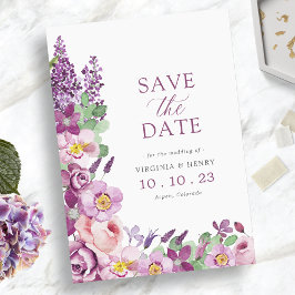 Paarse Floral Save The Date