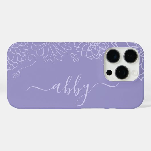 Paarse Floral Script iPhone / iPad case (Achterkant (horizontaal))